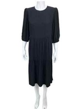 Nordstrom Charles Henry, Women's Tiered Midi Dress, Black, Size M