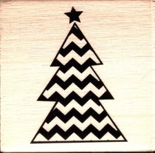Craft Smart CHRISTMAS TREE Wood Mounted Rubber Stamp Patterned