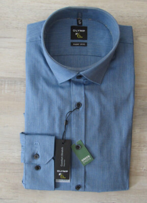 OLYMP LEVEL SIX 6 SUPER SLIM 1/1 HEMD Gr. 45 blau *NEU* 59,95 