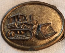 VINTAGE 1970s BULLDOZER TRACK LOADER BRASSTONE BELT BUCKLE