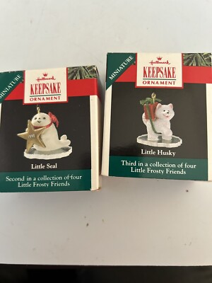 #ad #ad Lot of 2 Hallmark 1990 Little Frosty Friends Husky Seal miniature Ornament $9.99