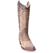 Circle G by Corral Ladies Distressed Green/Beige Filigree Boot L5407