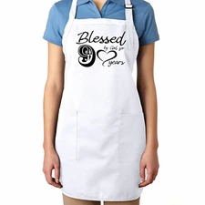 Blessed by God for 90 years Gift Happy 90th Birthday Apron Kitchen Cooking BBQ