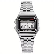 Sport LED Digital Watches Simple Dial Casual Electronic Steel Band WristWatch UK