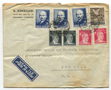 Turkey 1950s Registered Cover Istanbul to New York Mixed Franking