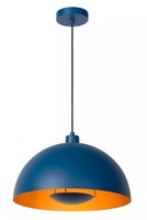 Pendelleuchte Metall Esszimmer Blau Gold Rund Ø40 Cm E27 HäNgelampe Indirekt