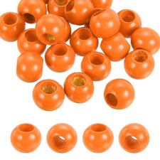 25Pcs, 20mm Orange Natural Wood Beads with 10mm Hole Round Wooden Spacer Ball
