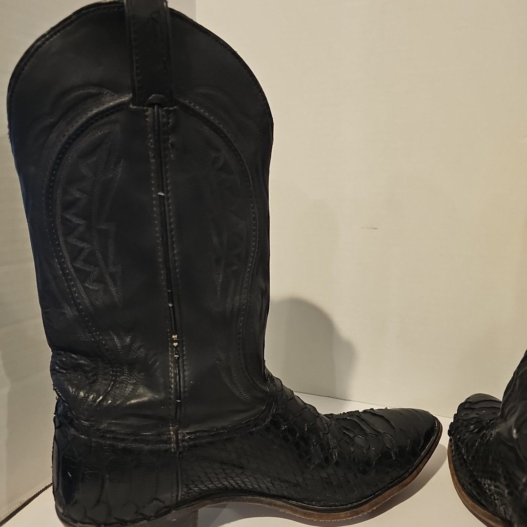 Men’s Code West Snakeskin Python Black Cowboy Boo… - image 5