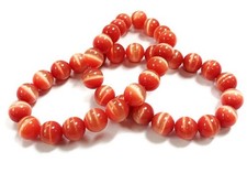 38 Cat's Eye Fiber Optic Glass Hyacinth 10mm. Smooth Round Beads 2608