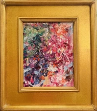 KADLIC Original Oil Painting Abstract Impasto Landscape Gold Gilt 15" Wood Frame