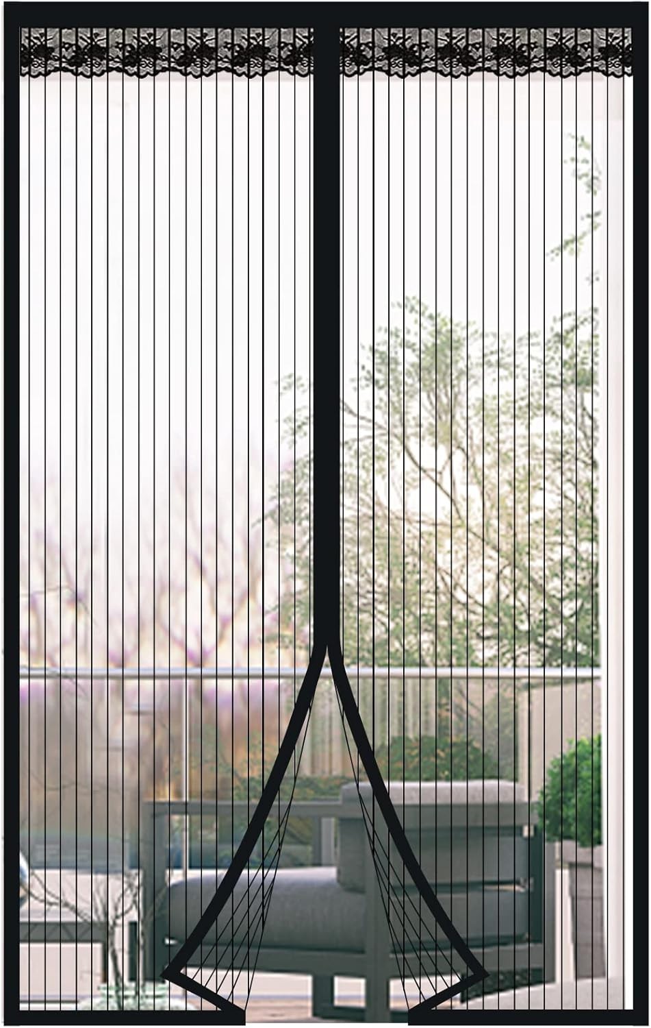 Moustiquaire de porte magnétique 120x220cm en maille noire pour terrasse