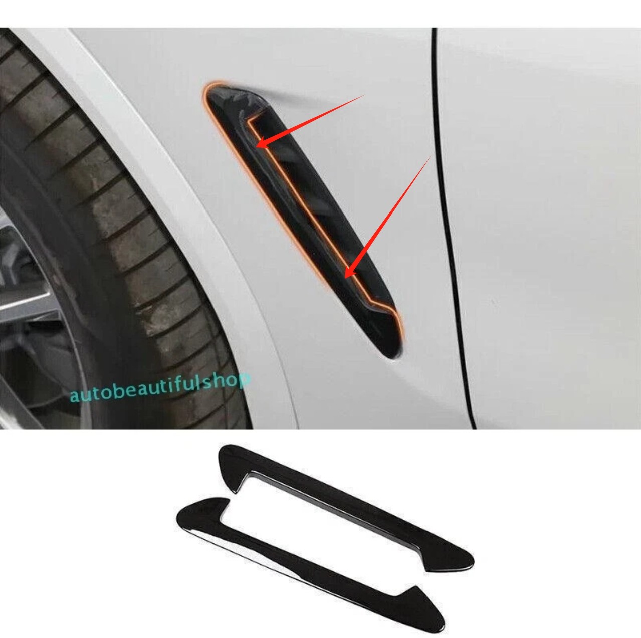 For BMW X3 G01 18-24 Gloss Black Side Fender Air Wing Vent Cover Trim 2PCS