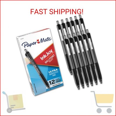 Paper Mate InkJoy 300RT Retractable Ballpoint Pens, Medium Point, Black, 12 Coun