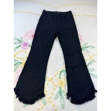 JUST BLACK DENIM Womens Size 26 Black Frayed Flare Jeans Made in USA