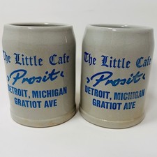 Vintage The Little Cafe Detroit Prosit Beer Stein Mug Set of 2 Made in Germany