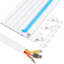 Cord Hider Kit 85" or 113.6in Self-Adhesive TV Cable Covers Wall Wire Hiders