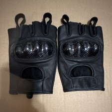 DS Leather Half Finger L Cosplay Motorcycle Gloves Carbon Knuckle Black