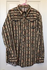 Southwestern Brushpopper Snap Shirt XL Aztec Western Cowboy Rodeo Cotton