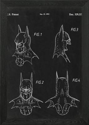 Batman Maske Patent gerahmtes Wandbild Poster Leinwanddruck Bild