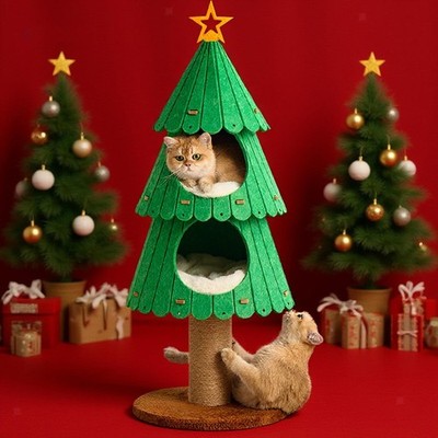Weihnachtsbaum Kratzbaum Turm Interaktiv Spielzeug Activity Center Hütte Katzenhaus