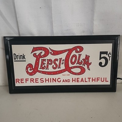 Pepsi Light-Up Sign Soda Advertising Excellent Condition. 10x19 Inches.