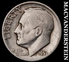 1951 Roosevelt Dime- Silver- Scarce Better Date No Reserve #J6491