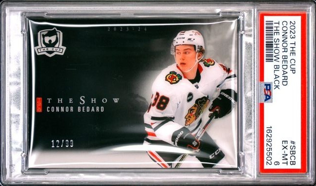 2023 Upper Deck The Cup /99 The Show Black #SB-CB Connor Bedard SSP PSA 6 view 7