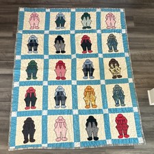 Vintage Handmade Sunbonnet Sue Applique Quilt 74x60 Hand Quilted Folk Art Throw