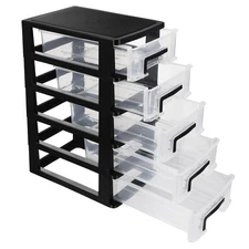Multifunctional Five-Layer Plastic Storage Cabinet with Transparent Drawers -...