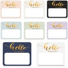 120 Name Tag Stickers, Gold Foil Adhesive Labels for School, Meetings Events