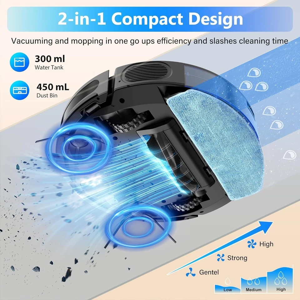 Effortless Cleaning with 5000Pa Robot Vacuum Mop: Anti-Collision & Self-Charge - Image 4 of 4