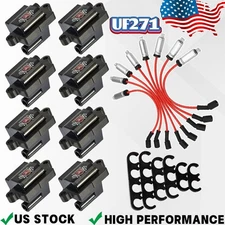 8 x Set UF271 Square Ignition Coil & Spark Plug Wire For Chevy GMC 4.8L 5.3L