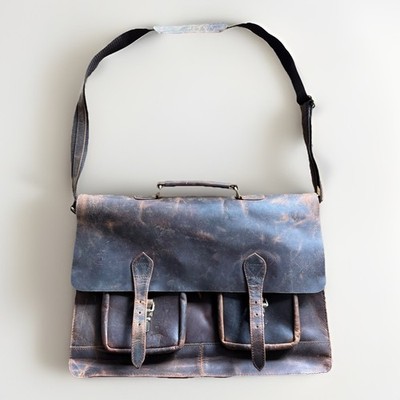 Denver Leather Craft Potter Messenger Briefcase Bag Sz M Top Grain Buffalo NWOT