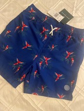 NWT B by Brooks Brothers Big Boys Parrot Print Swim short Trunks - Royal Blue 12