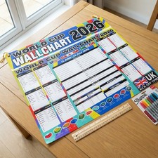 World Cup 2026 Football Wall Chart - Complete A1 Poster with Fixtures & TV Times