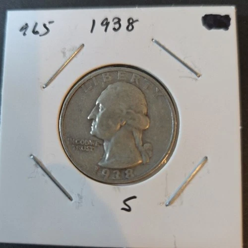 1938-S Washington Silver Quarter In Fine Condition