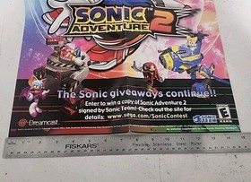Sonic Adventure 2 - SEGA Dreamcast - Vintage Original Poster Promo Art 2001