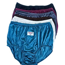 Set of 6 Granny Panties XL Nylon Full Briefs High Waist 36-42" Unisex Colors NEW