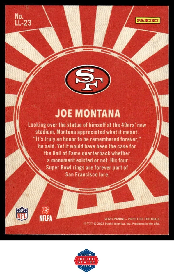 2023 Panini Prestige #LL-23 Joe Montana - Image 2 of 2