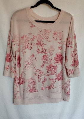Sonoma 3/4 Sleeve Tunic Size L Rayon Blend Floral