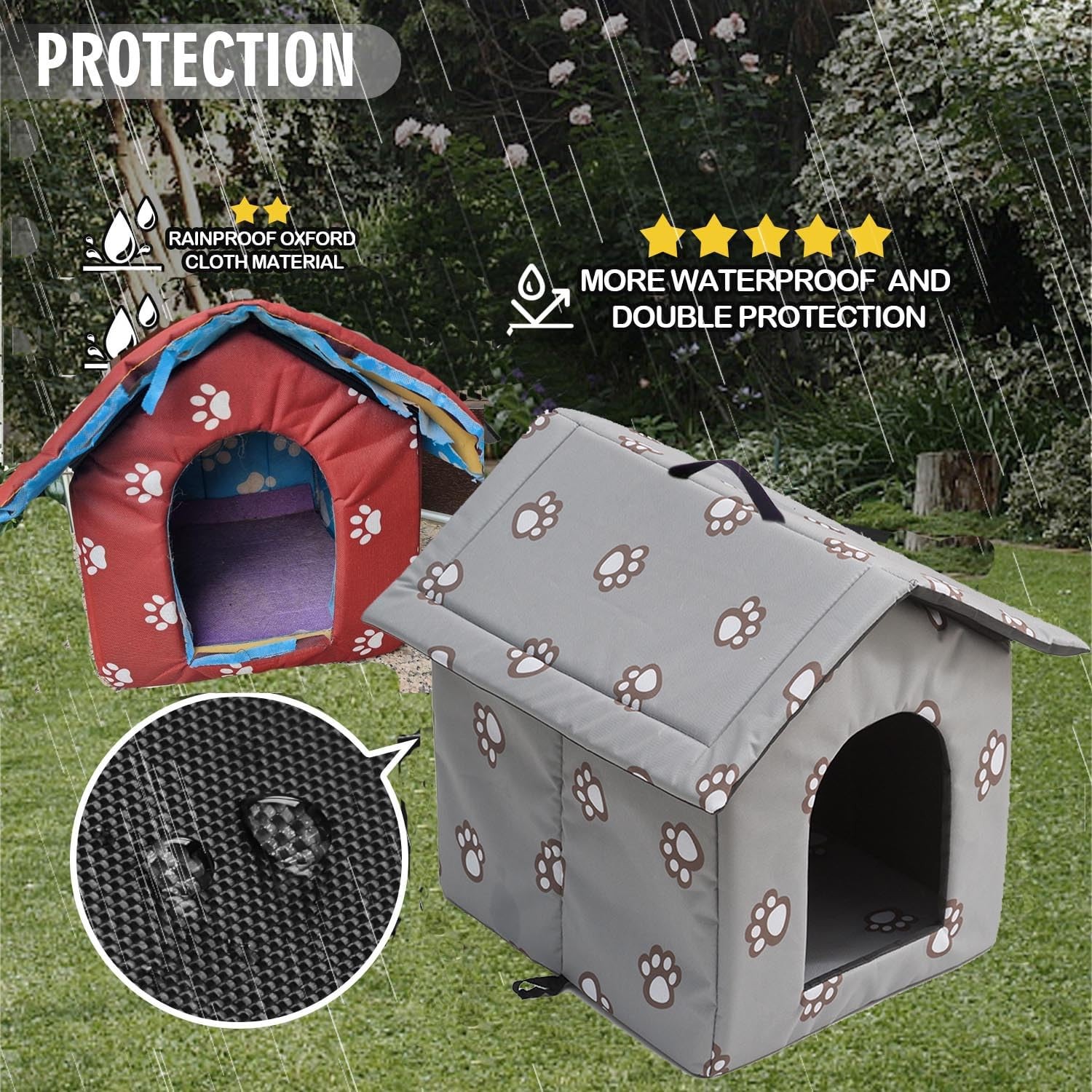 Cuccia Gatto Esterno Resistente Intemperie | Casetta Isolata Termica - 3