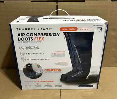 Sharper Image Air Compression Boots Flex Leg Recovery System Large/X-Large Blue