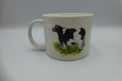 Country Barn Cow Mug Tabletops Unlimited White Black Green Farm Large Coffee H3