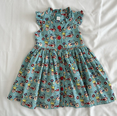 Little Miss Marmalade Girl Size 4 Bird Bike Twirl Dress Whimsical Fun Colorful