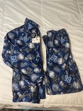 Youth Joe Boxer Pajama Set Size L 10/12 Blue Gray/White/Black NWT Long Sleeve