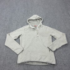 The North Face Hoodie Womens Large Gray Sweater Fleece Button 1/4 Zip Pullover