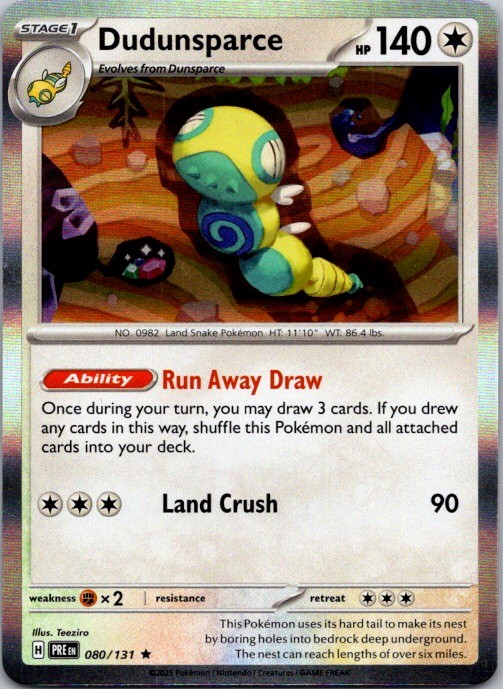 Pokémon TCG Dudunsparce Prismatic Evolutions 80 Rare Near Mint or Better