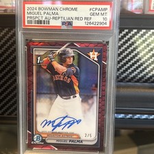 🔥💎2024 1st Bowman Chrome Auto PSA 10 💎Miguel Palma /5 Red Reptilian Auto RC