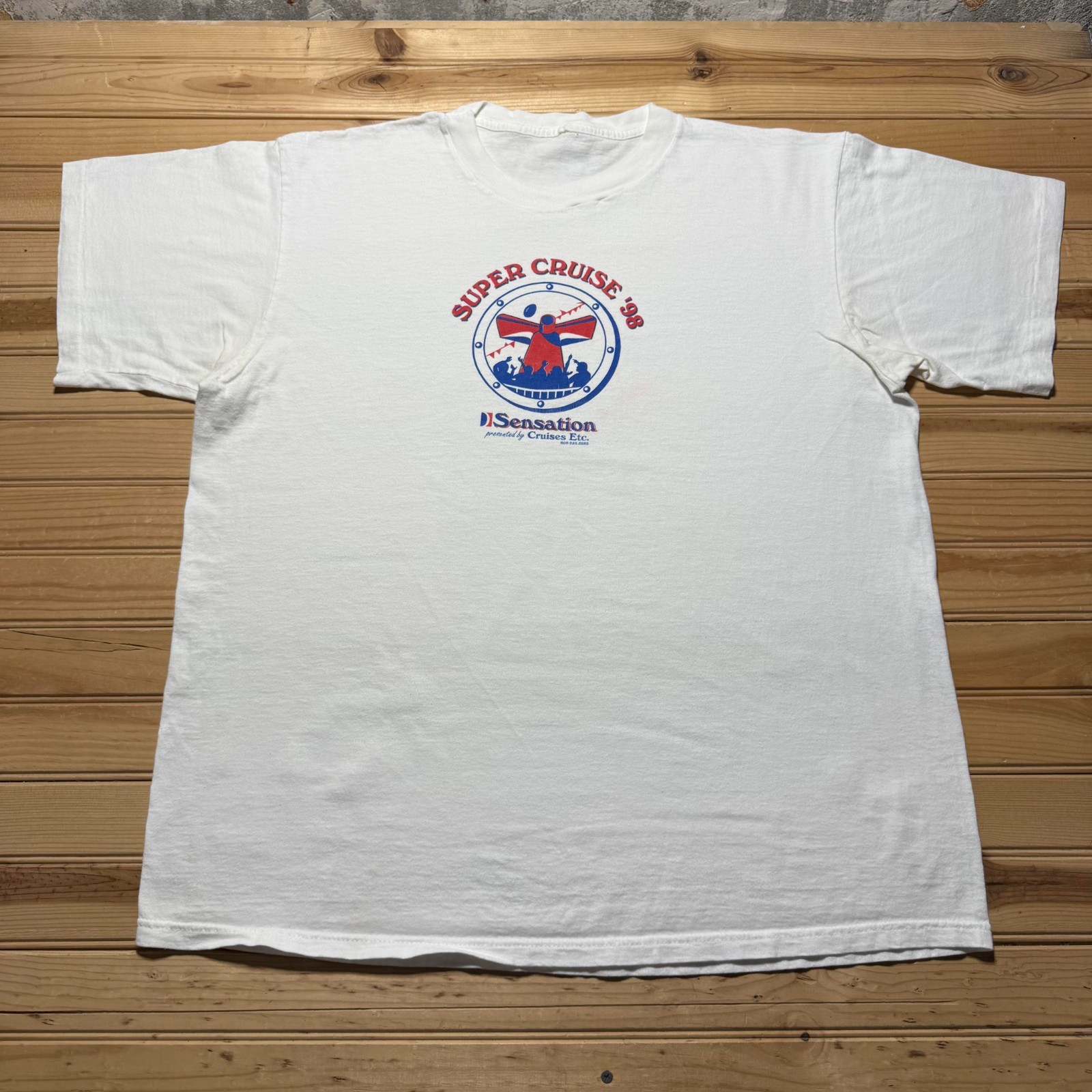 Vintage 1998 Super Cruise Carnival Sensation Nautical Graphic T-Shirt - 2XL