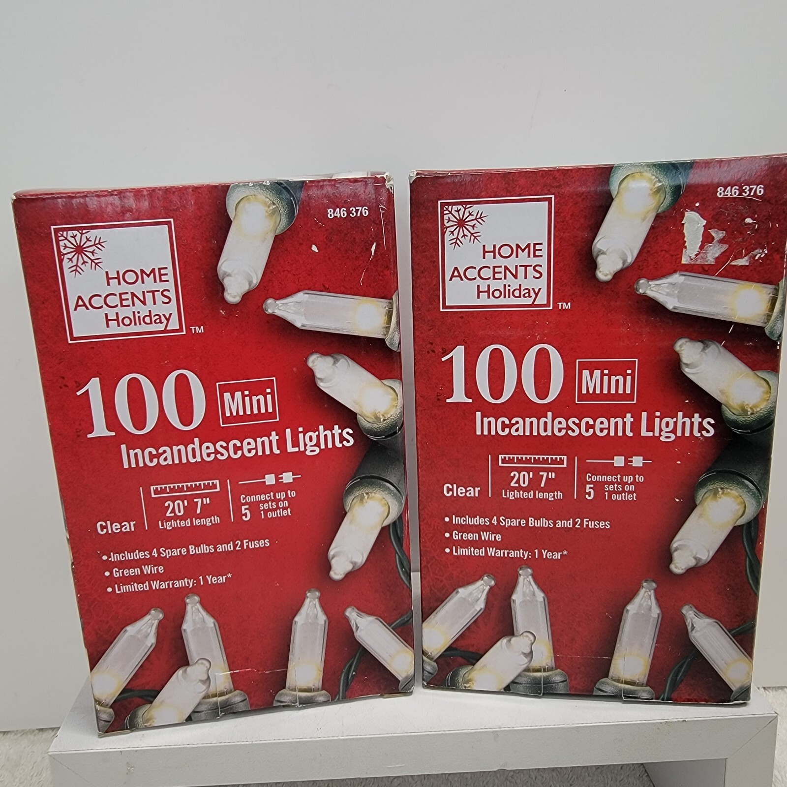 2 Home Accents Holiday 22 ft. 100 Clear Mini Incandescent Lights Bulb